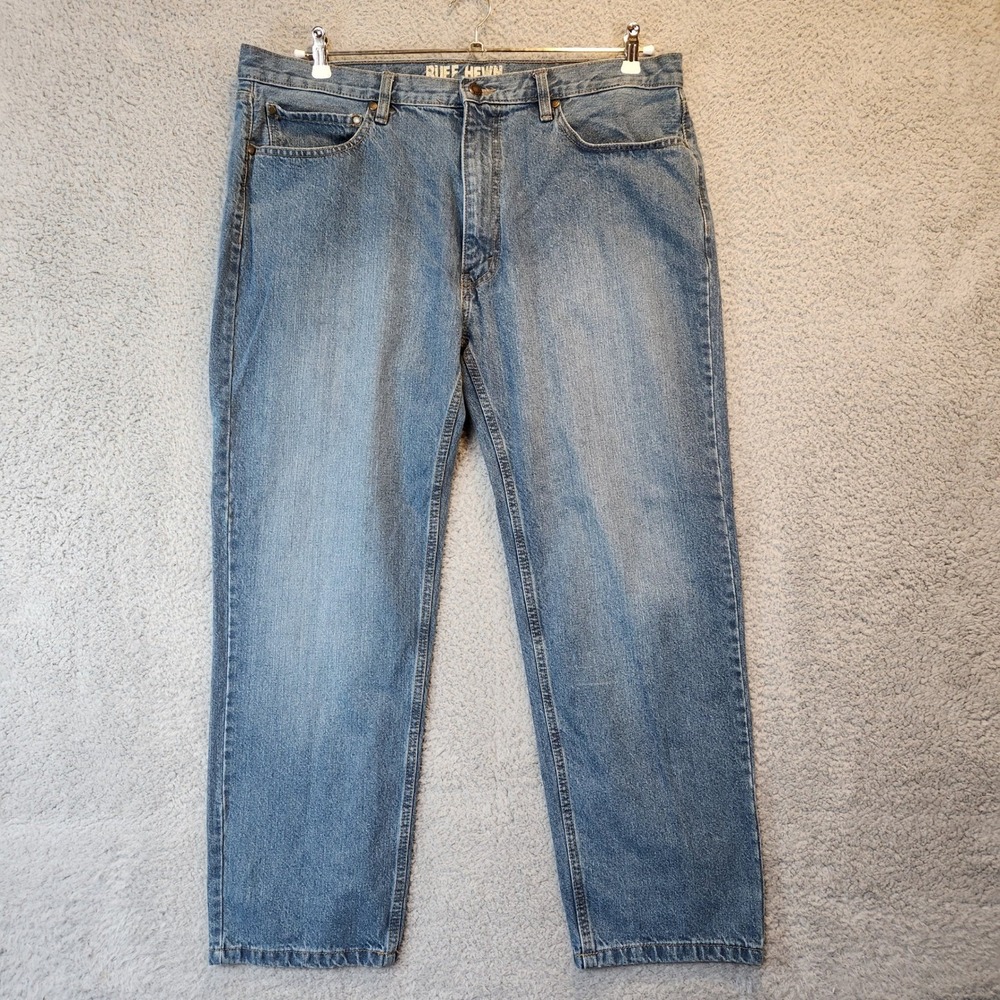Ruff Hewn Jeans Mens 38x30 (Measures 38x28) Light Wash Straight Leg Denim Cotton
